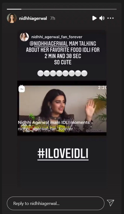 Nidhhi Agerwal about her favourite food