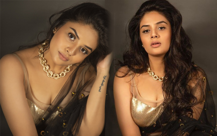 SreeMukhi Gold And Black Saree Pictures