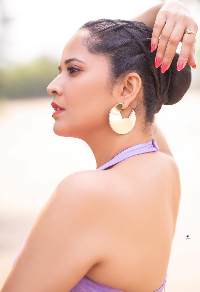 Anasuya Latest violet colour Dress pics viral