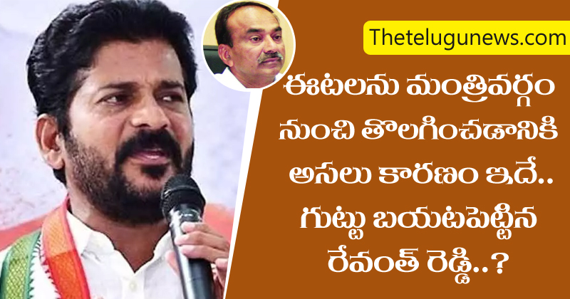 Revanth Reddy : ఈటలను మంత్రివర్గం నుంచి తొలగించడానికి అసలు కారణం అదే? గుట్టు బయటపెట్టిన రేవంత్ రెడ్డి?