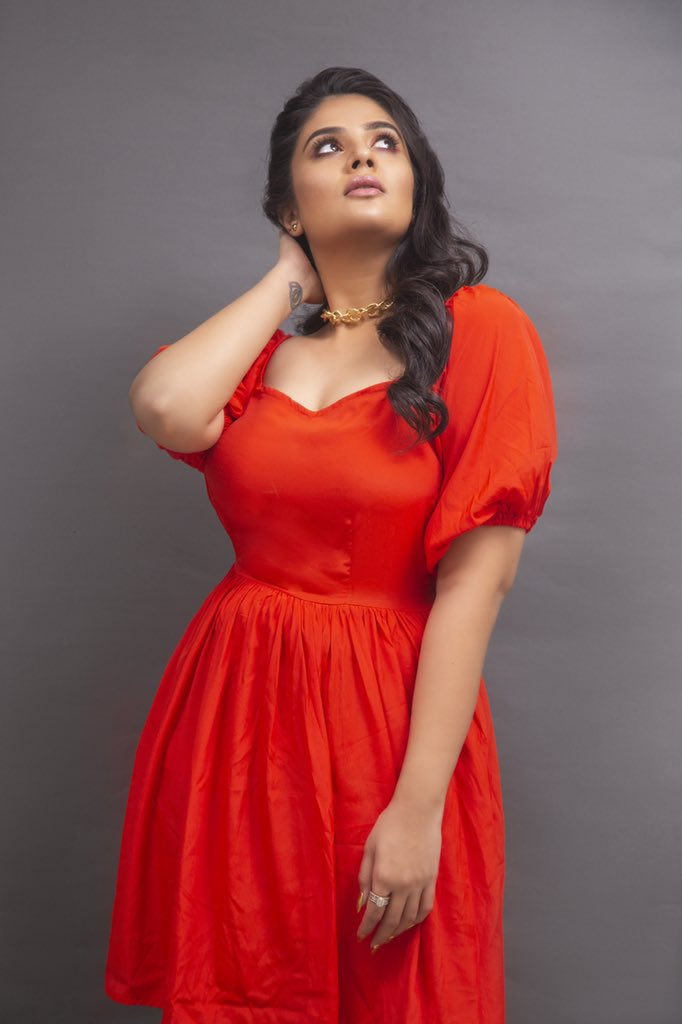 Anchor Sreemukhi Red dress pics