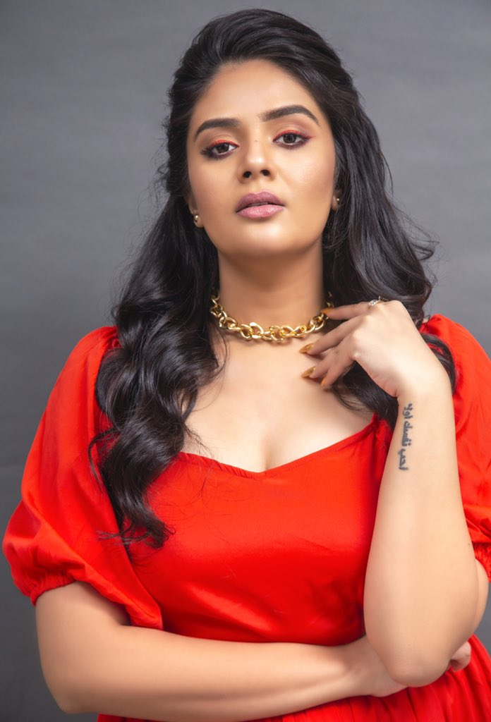 Anchor Sreemukhi Red dress pics