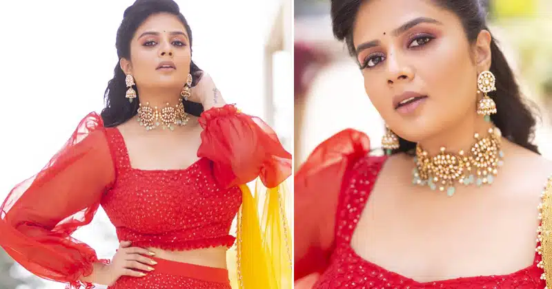 Sreemukhi Latest red Dress pics Viral