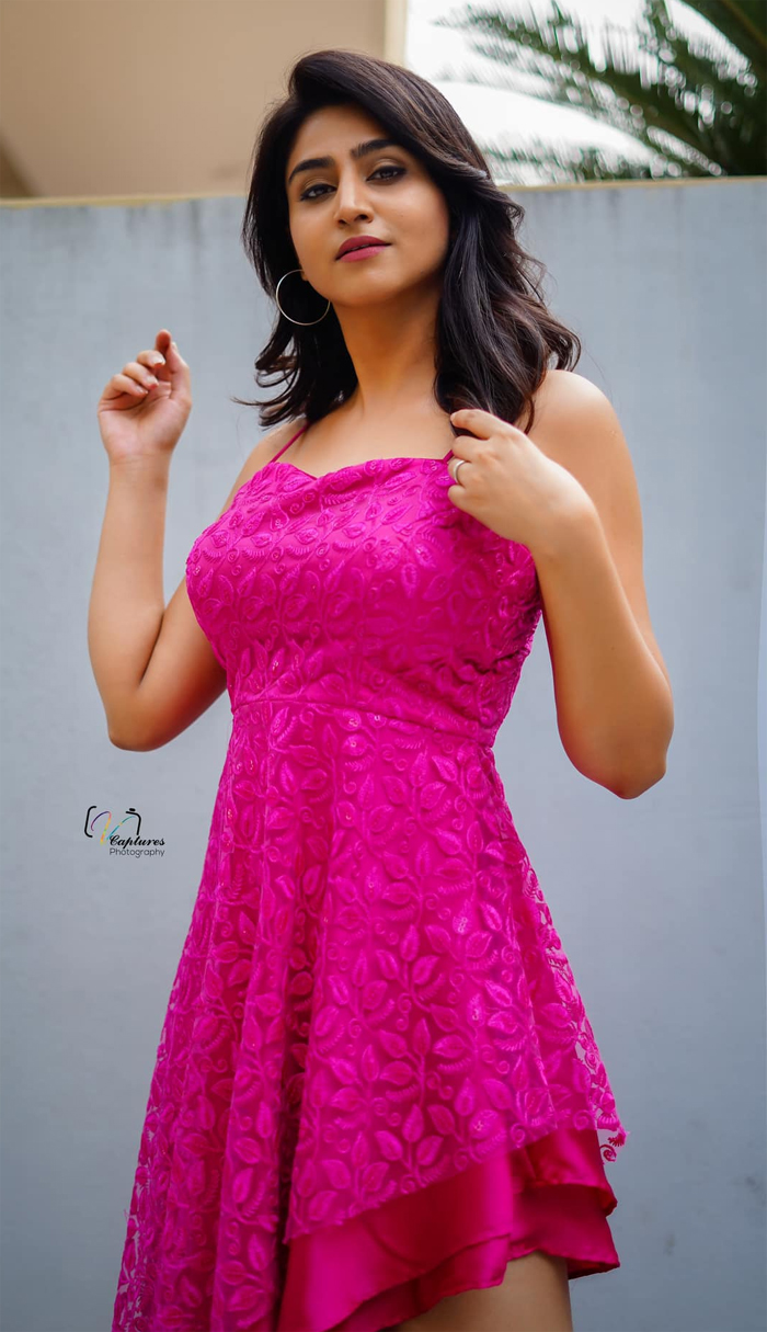 varshiniSounderajan beautiful in pink dress pics