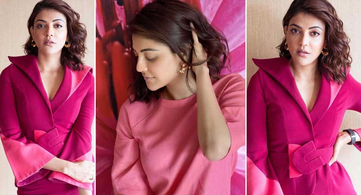 kajal aggarwal Latest Pink Dress Pics viral