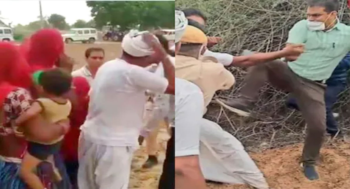 officer beats farmer in rajasthan video viral