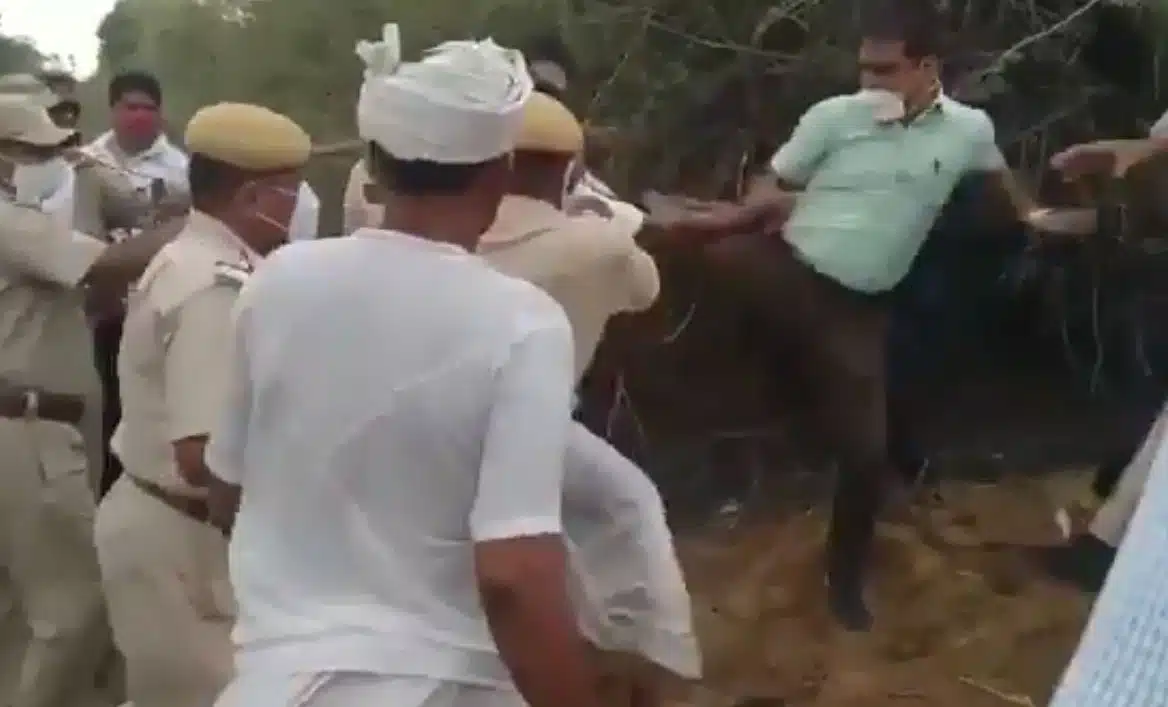 officer beats farmer in rajasthan video viral