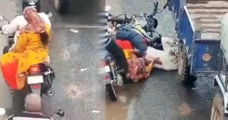 Viral Video man fell under the tractor saved helmet