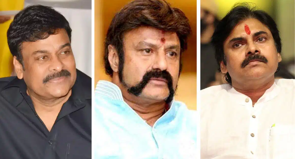 chiranjeevi pawan kalyan Balakrishna one stage