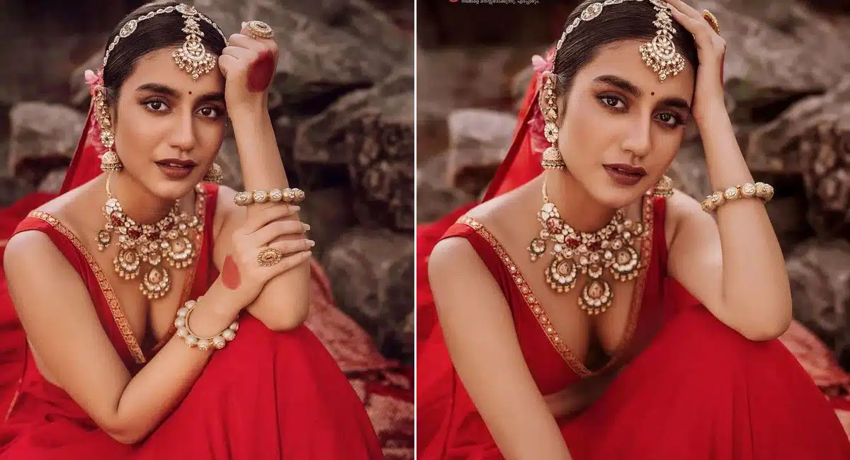priya prakash varrier red colour dress latest pics goes viral
