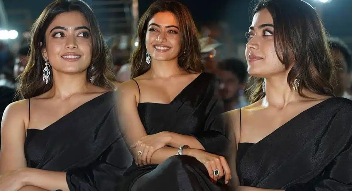 fans flat for rashmi mandanna beauties in black saree