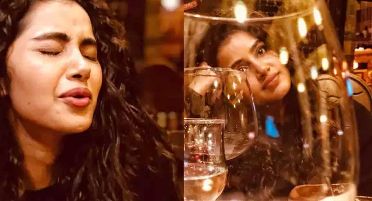 anupama parameswaran chil with week end special wine