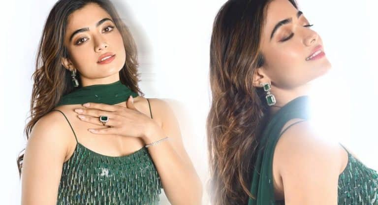 Rashmika mandana : కుర్రకారు మతి పోగొడుతున్న రష్మికా మందన.. గ్రీన్ కలర్ డ్రెస్‌లో జిగేల్…