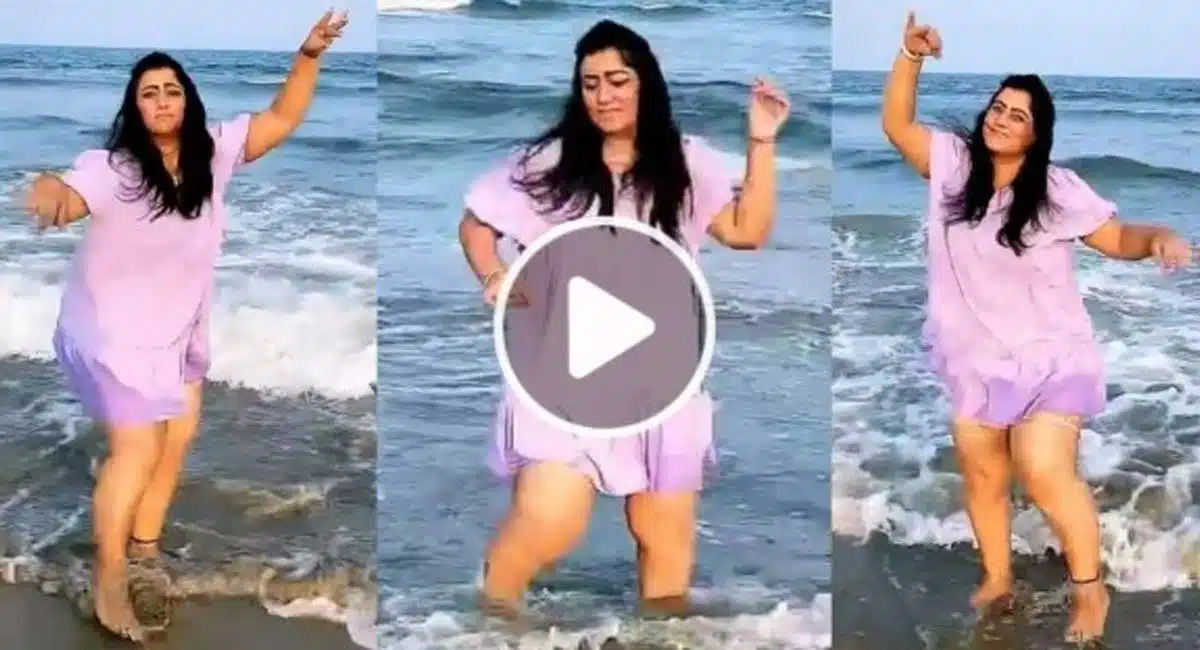 A woman dancing on beach video