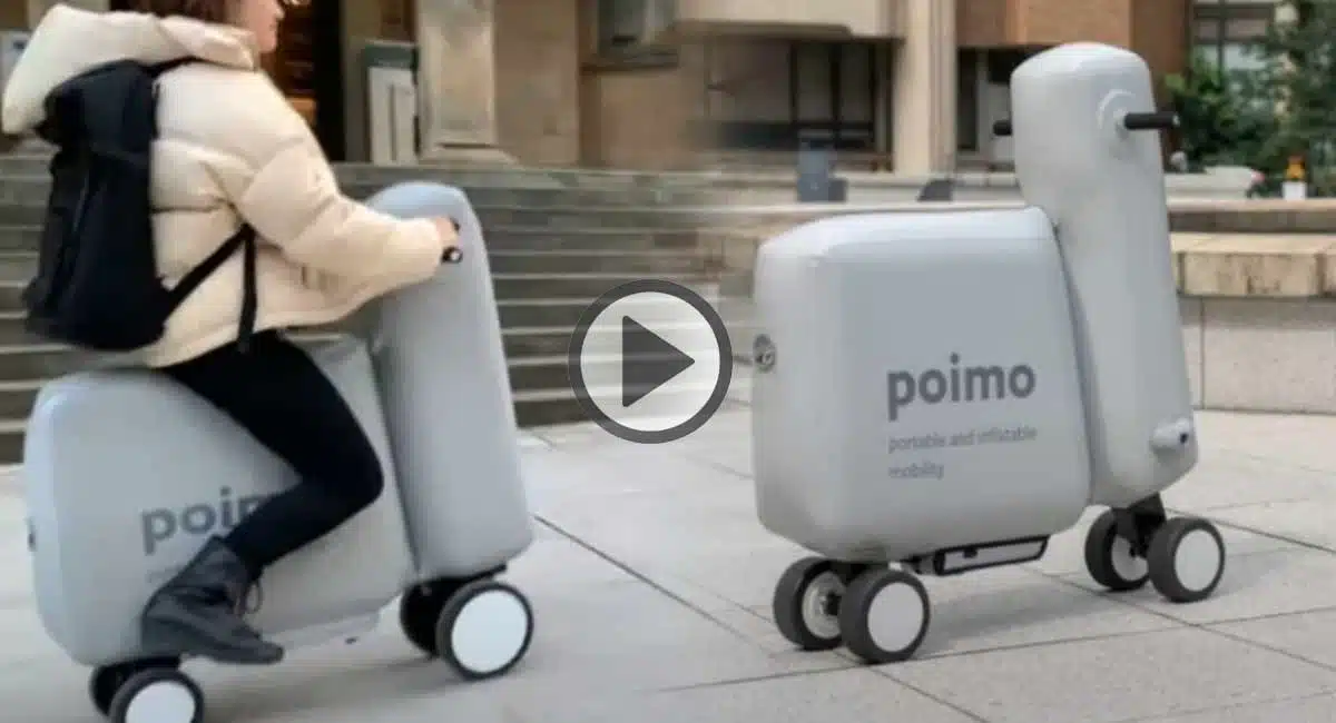 poimo inflatable electric scooter easy to carry and fit in bag video