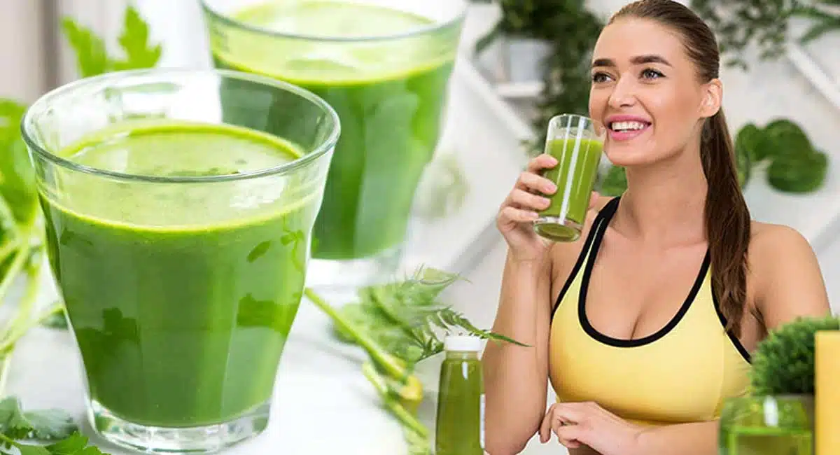 Health Benefits healthy green leaves juice to detox your body