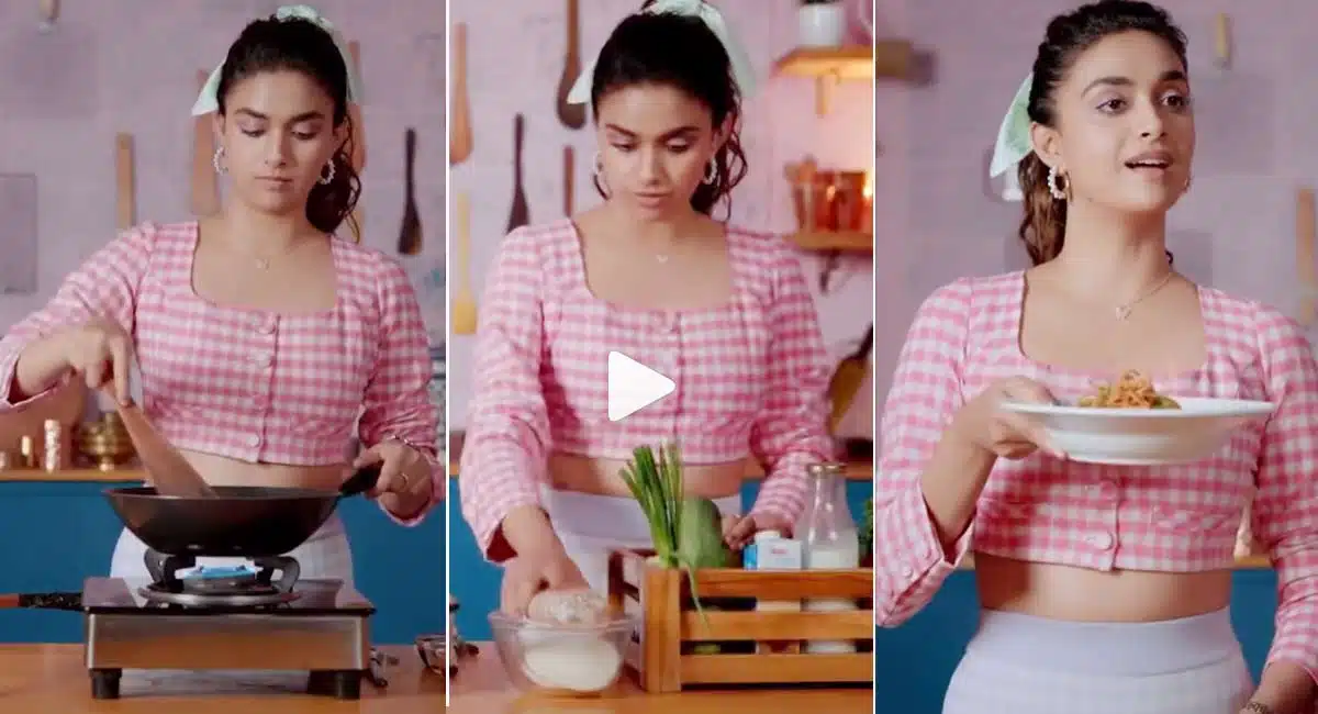 keerthy suresh prepares food Video Viral