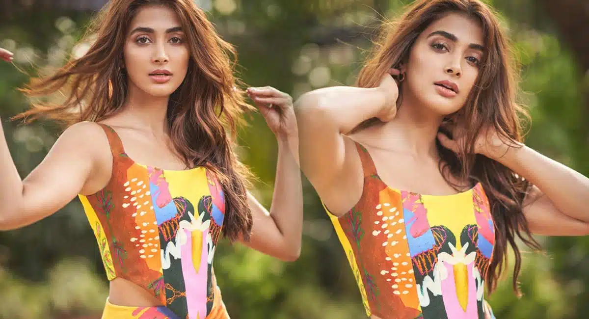 Pooja Hegde colorful dress pics viral on twitter