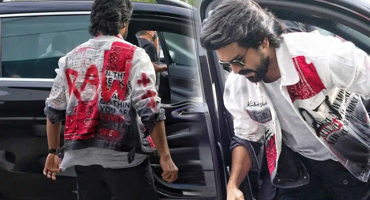 ram charan red raw lather jacket here are the details