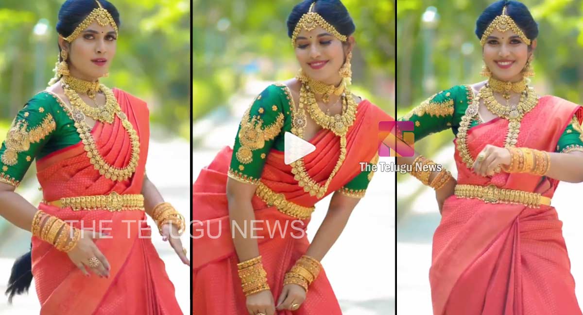 Young woman dancing video in bridal dresses