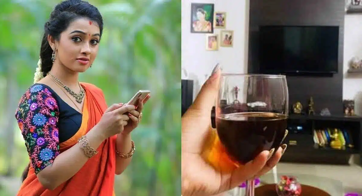 Serial actress Aishwarya who wants to drink wine