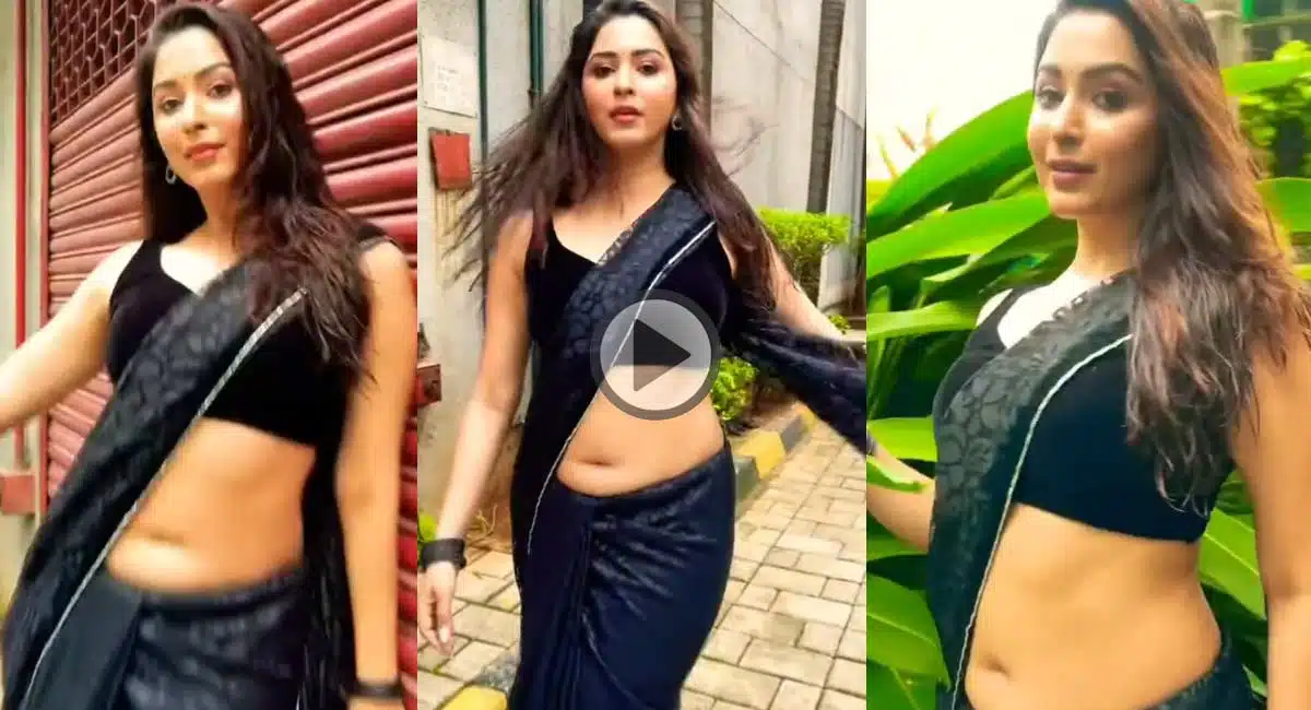 young woman in saree Dance video on twitter