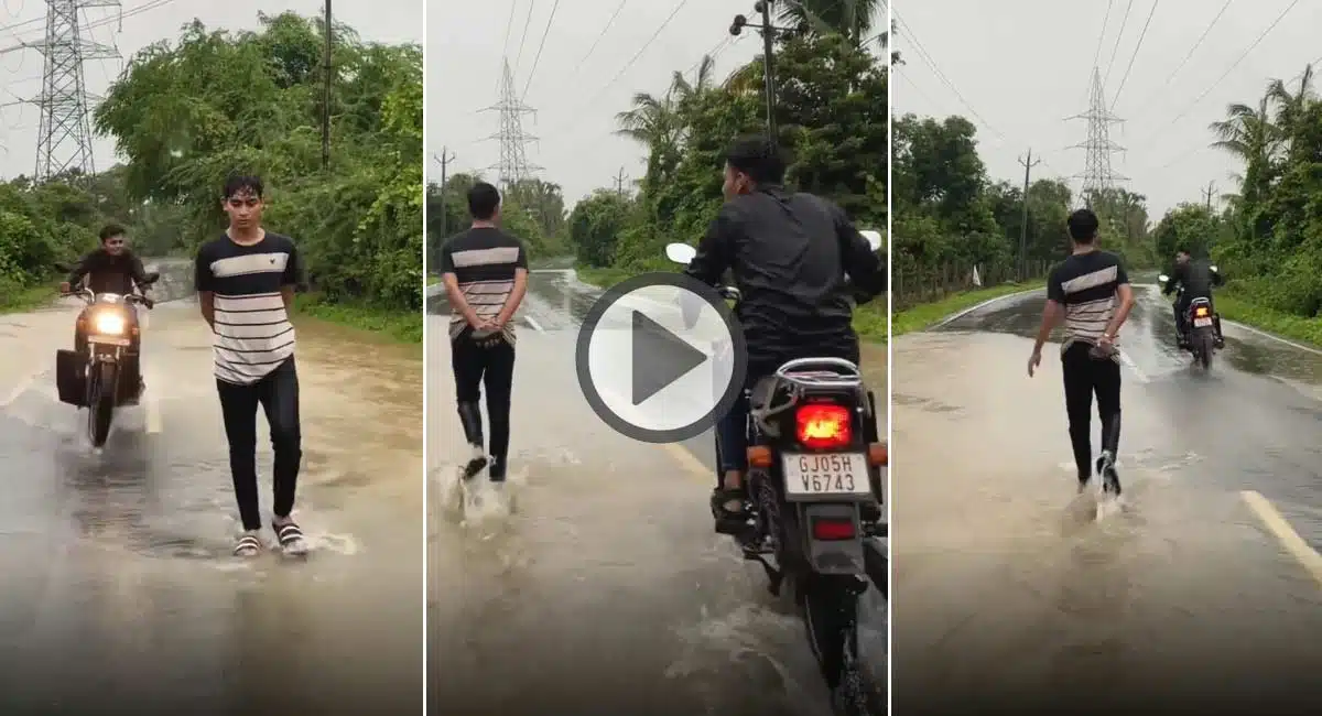 Watch Video Of Youth Instant Idea Avoid Splashing rain water by bike