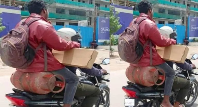 Viral Photo : బాబూ.. సిలిండ‌ర్ తీసుకెళ్లే మార్గం ఇదా.. మ‌రీ ఇంత‌లా సాహ‌సం చేయాలా..?