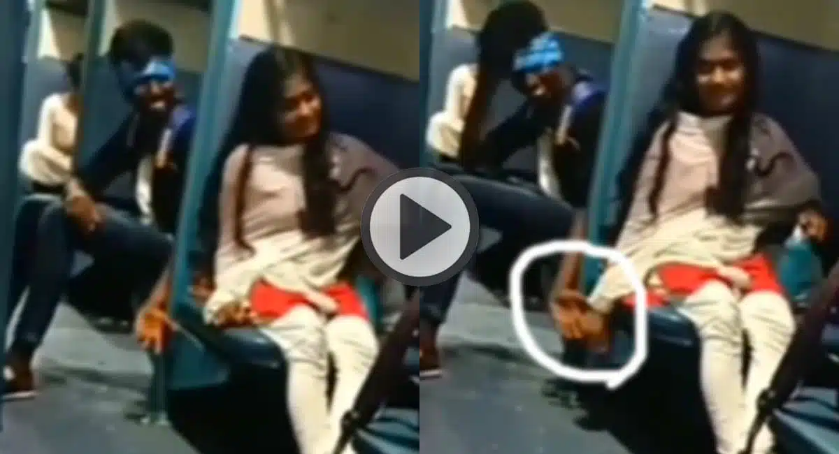 young girl gives love letter to young man in train in video