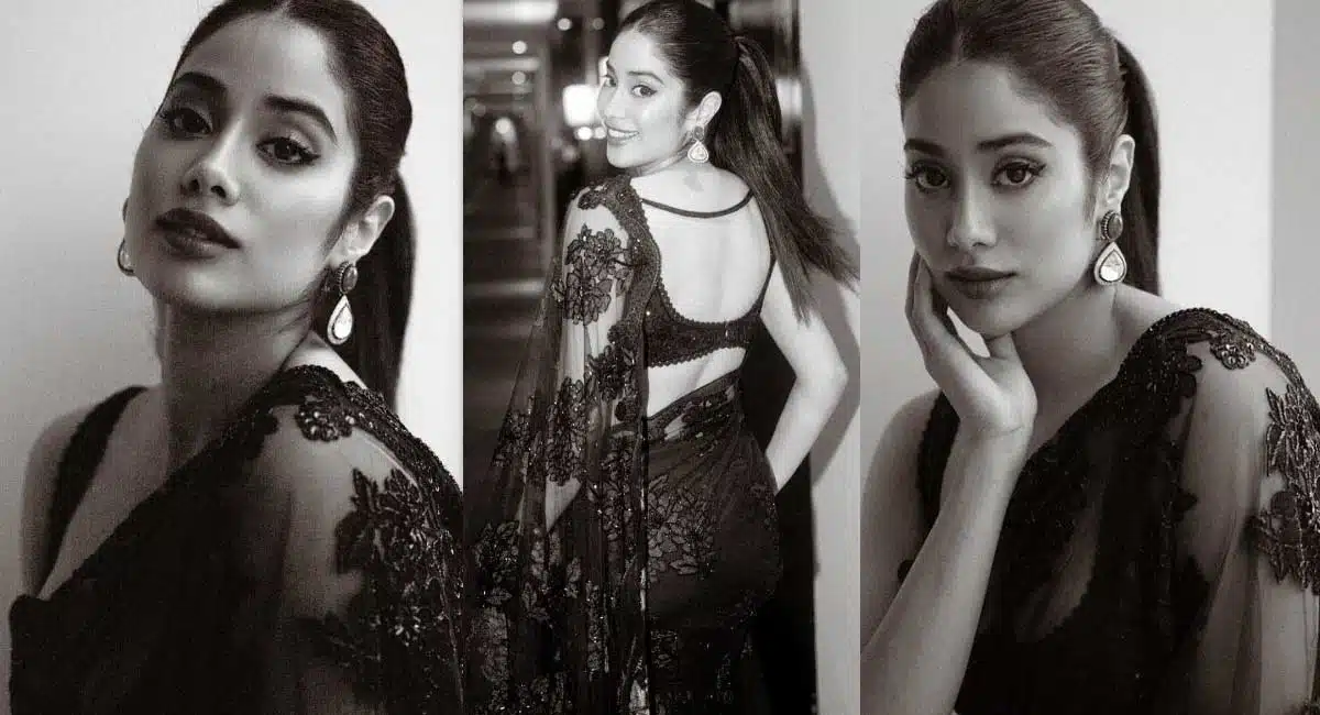 janhvi kapoor black saree looks is mesmerizing
