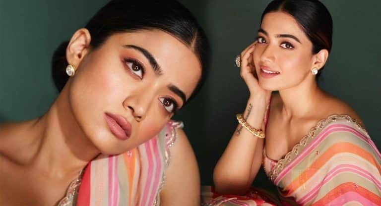 Rashmika Mandanna : నేషనల్ క్ర(ర)ష్మిక.. కట్టింది శారీనే కానీ కత్తిలాంటి చూపుల్తో గుండెల్లో గుచ్చేస్తుంది..!