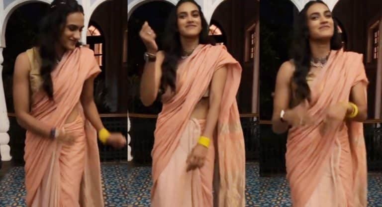 Pv Sindhu : చీర‌క‌ట్టులో స్టైలిష్ స్టెప్పులేస్తూ నెటిజ‌న్స్‌కి థ్రిల్ క‌లిగించిన పీవీ సింధు