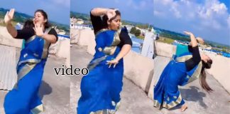 Aunty mass dance in blue saree Video Viral 