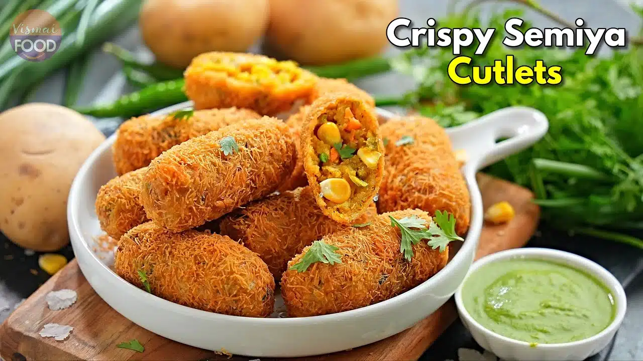 Crispy Semiya Veg Cutlet Recipe in Telugu