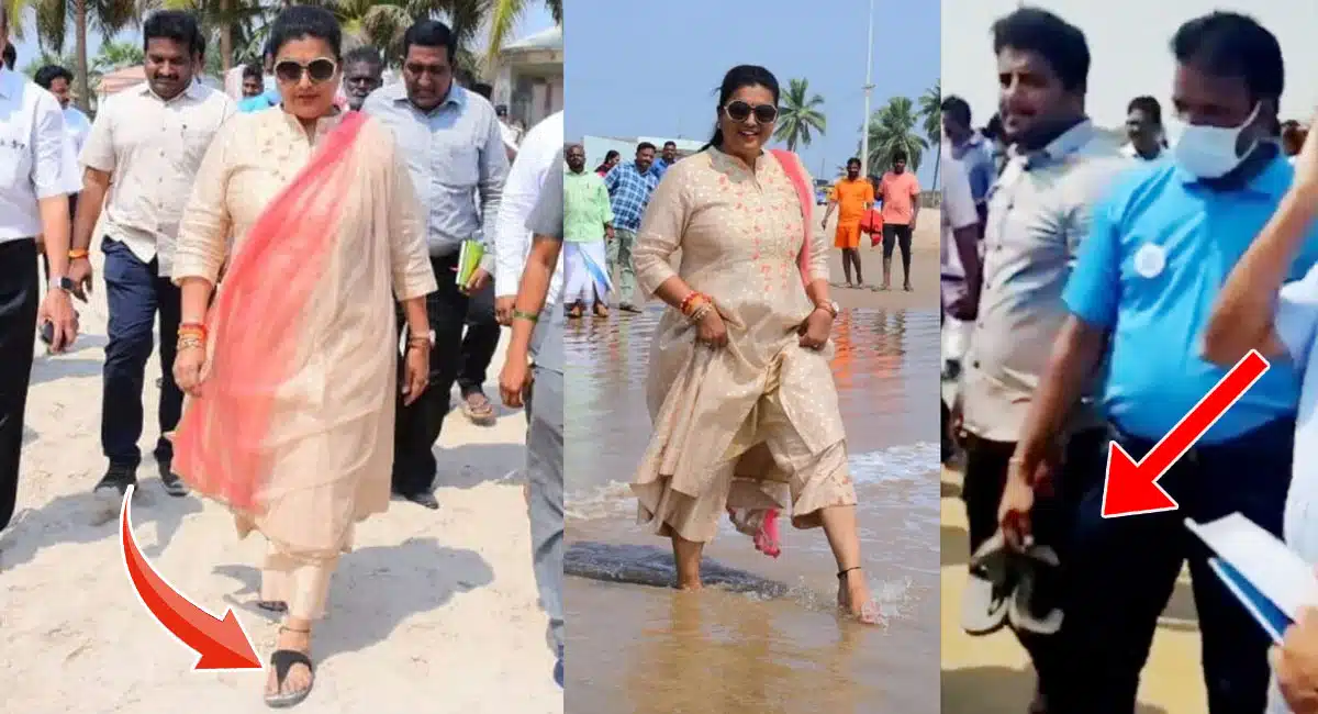 Minister Roja is a government official wearing slippers video
