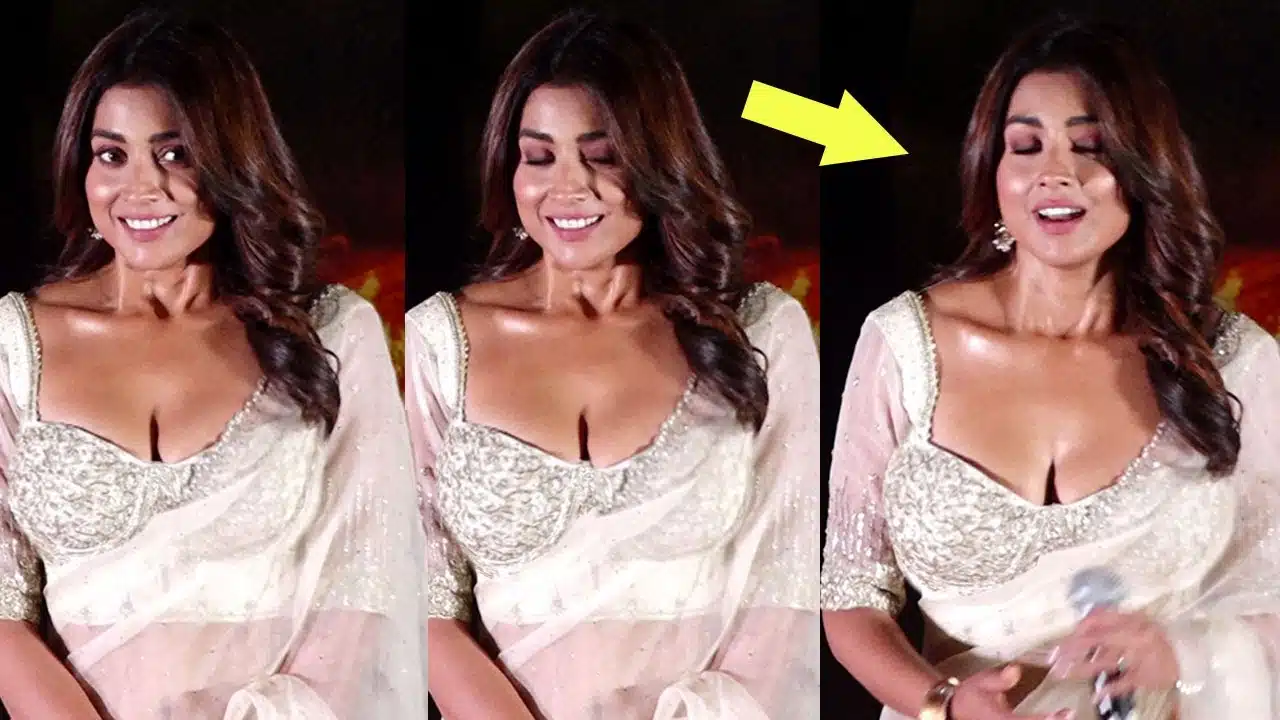 Shriya Saran Flaunts Her Huge Cleavage In Deep Neck Blouse