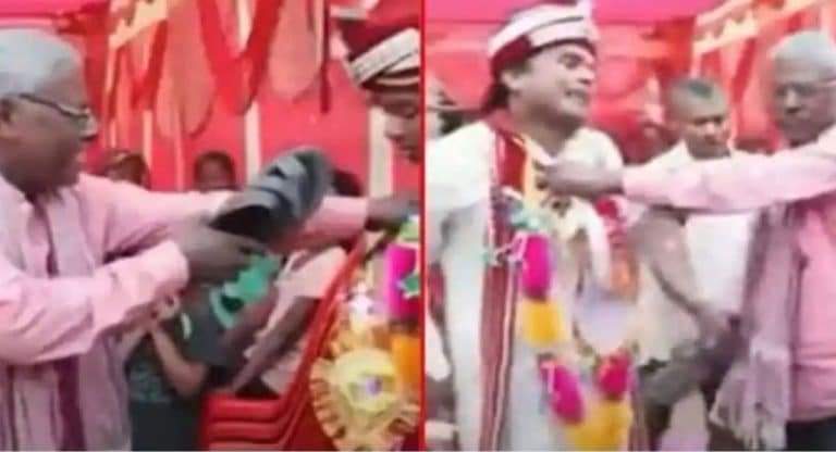 Wedding : పెళ్లి మండపం లో అల్లుడు కాళ్ళు కడగాల్సిన మావగారు.. చెప్పుతో కొట్టాడు !