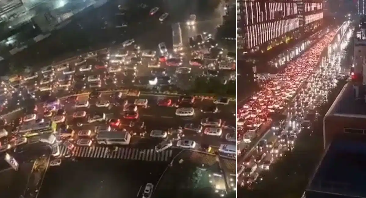 traffic jam at ikea in hyderabad video viral