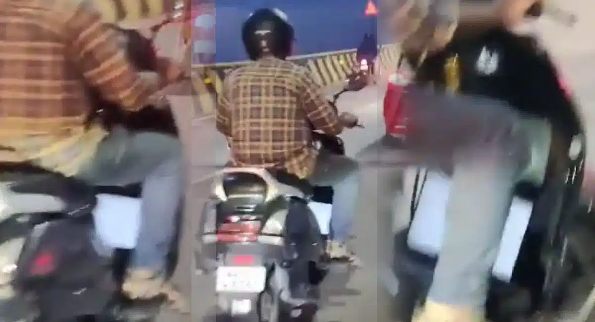 A man wear laptop in scooty viral video