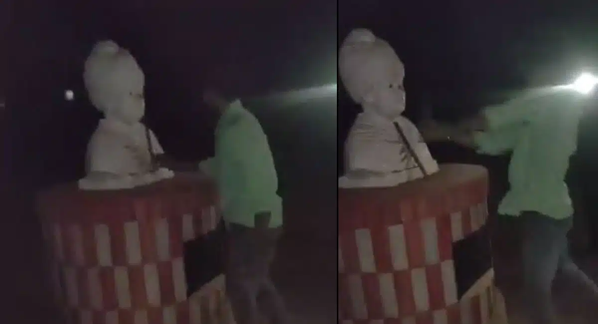 drunken young man demolished swamy vivekananda statue in srikakulam