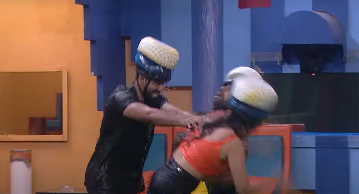 arjun and aswini fight in store it pour it task in bigg boss 7