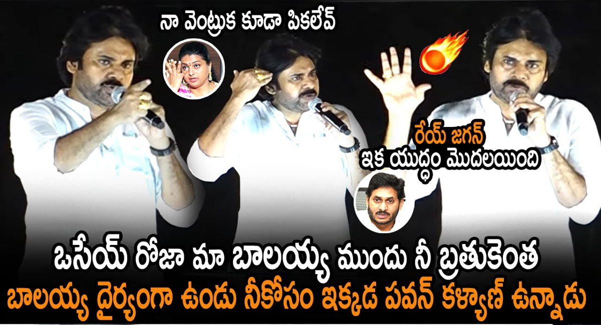 Pawan Kalyan : ఒసేయ్ రోజా మా బాలయ్య ముందు నీ బతుకెంత.. రేయ్ జగన్ ఇక యుద్ధం మొదలైంది.. పవన్ మాస్ వార్నింగ్