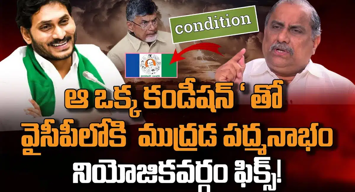 Mudragada Padmanabham : ఆ ఒక్క కండిషన్ తో వైసీపీలోకి ముద్రడ పద్మనాభం .. నియోజకవర్గం కూడా ఫిక్స్.. జనసేన ఓటమి ఖాయం..!