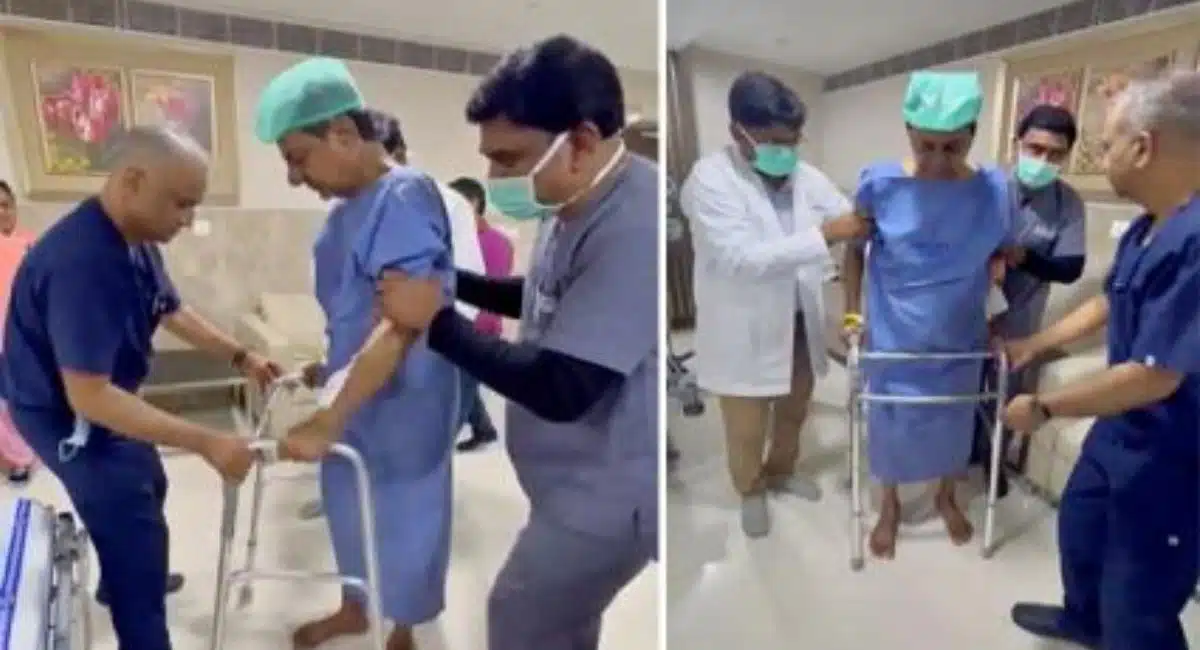 kcr walking after operation success in yashoda hospital