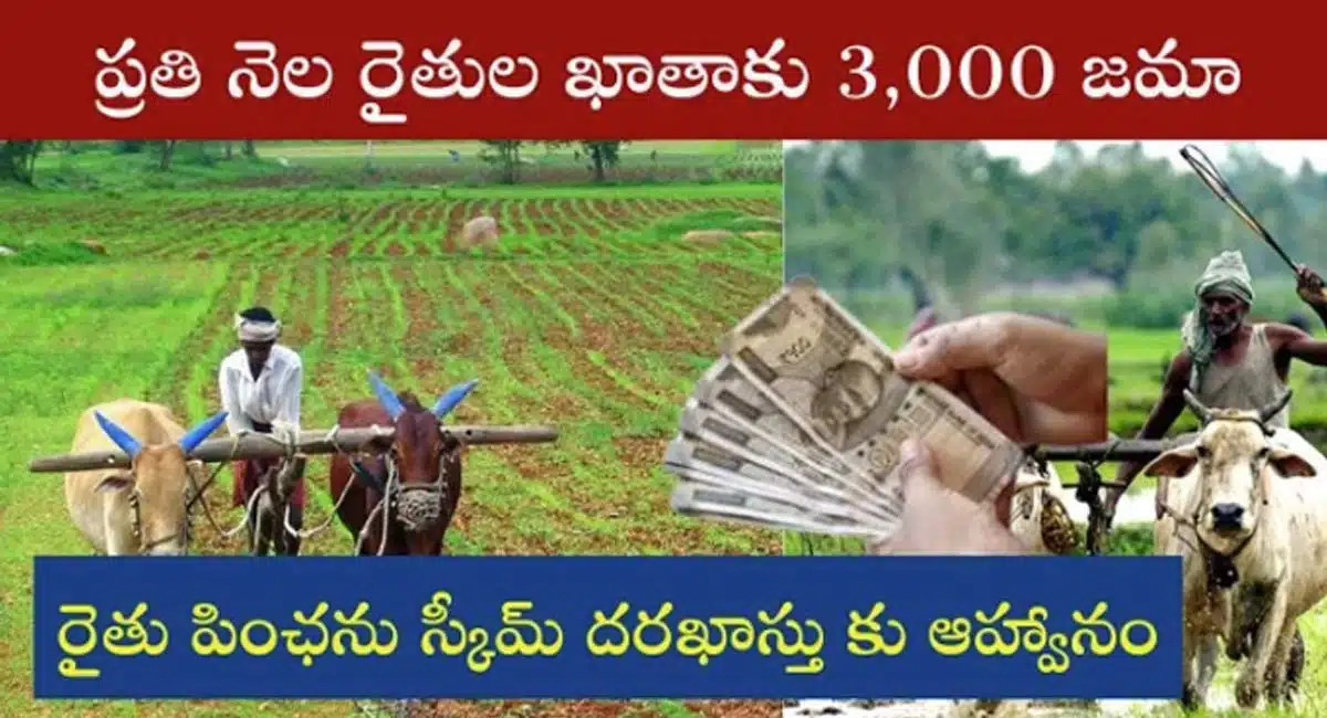 Farmers : రైతు సోదరులారా... మీ ఖాతాల్లోకి నెలకు 3000 రూపాయలు జమ... రైతు పెన్షన్ స్కీమ్ కు అప్లై ఇలా చేసుకోండి...