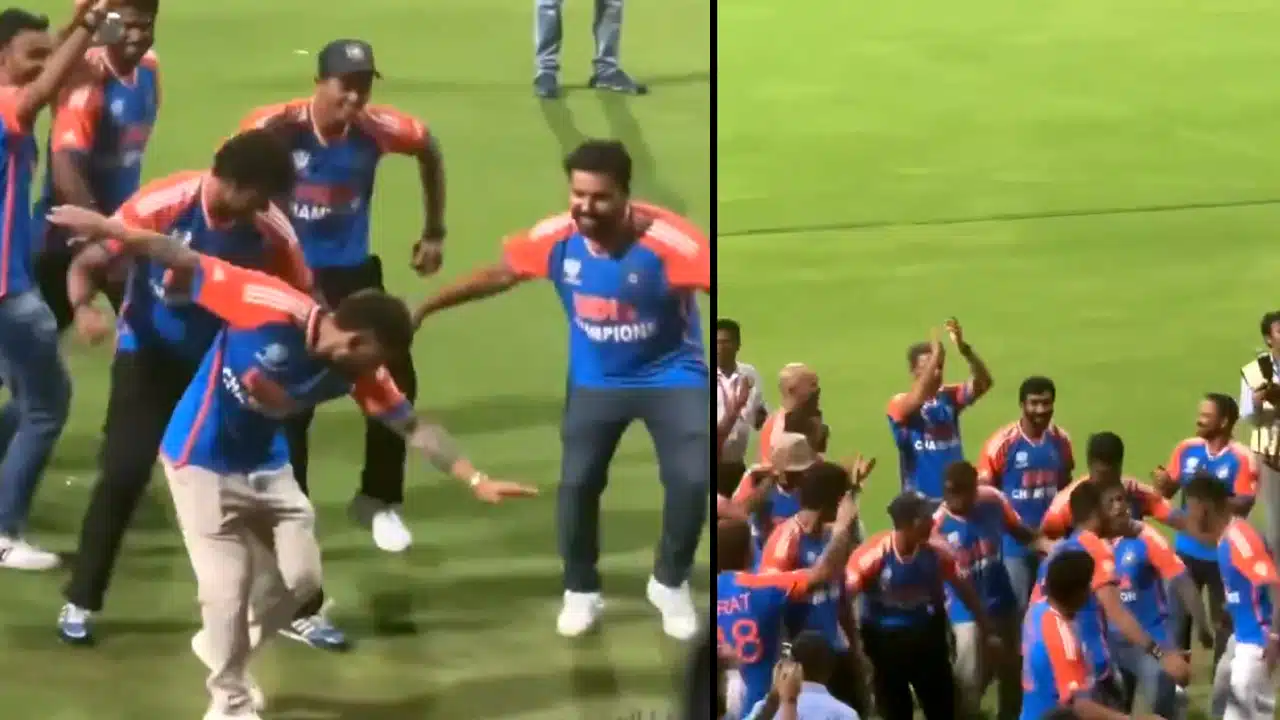 Rohit Sharma : వాంఖ‌డే స్టేడియంలో రోహిత్‌తో కూడా డ్యాన్స్ చేయించారుగా.. అందరి డ్యాన్స్ చూసి ఫ్యాన్స్ ఫిదా..!