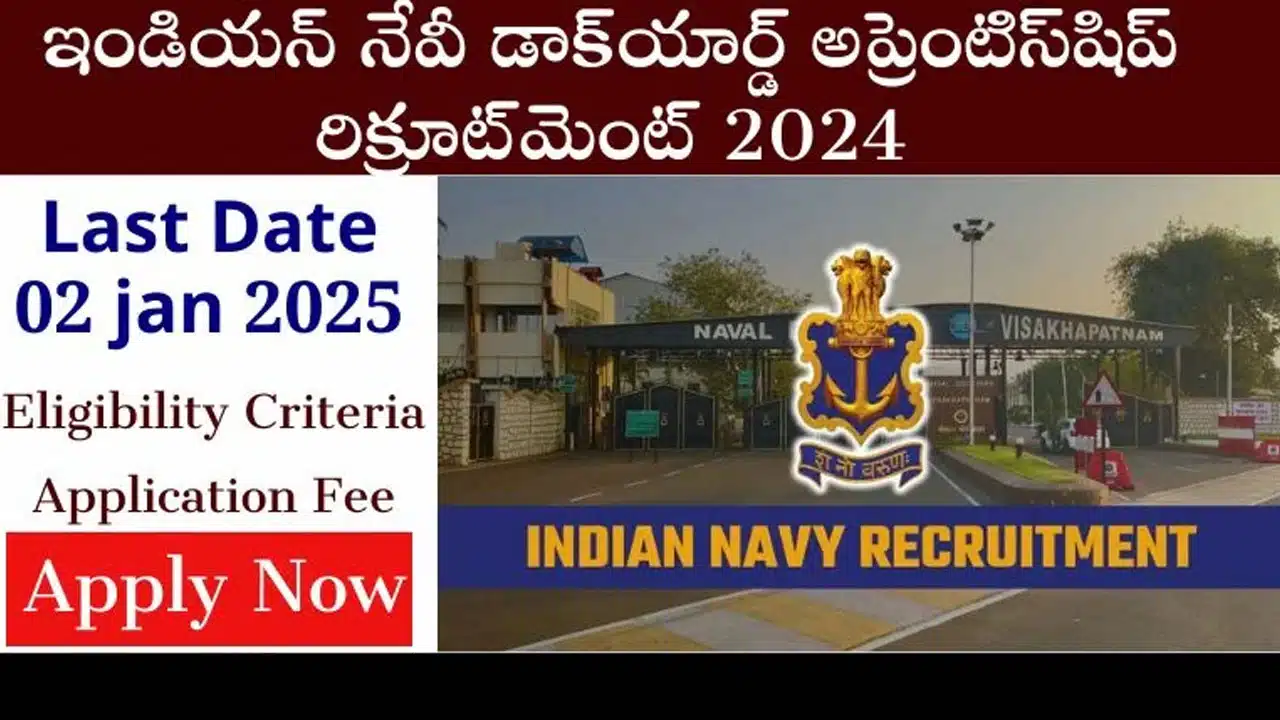 Indian Navy Recruitment : ఇండియన్ నేవీ రిక్రూట్ మెంట్ 2024.. డాక్ యార్డ్ అప్రెంటీస్ పోస్టులకు ఇలా అప్లై చేయండి..!