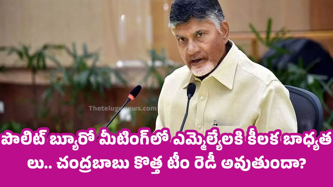 TDP : పొలిట్ బ్యూరో మీటింగ్‌లో ఎమ్మెల్యేల‌కి కీల‌క బాధ్య‌త‌లు.. చంద్ర‌బాబు కొత్త టీం రెడీ అవుతుందా?