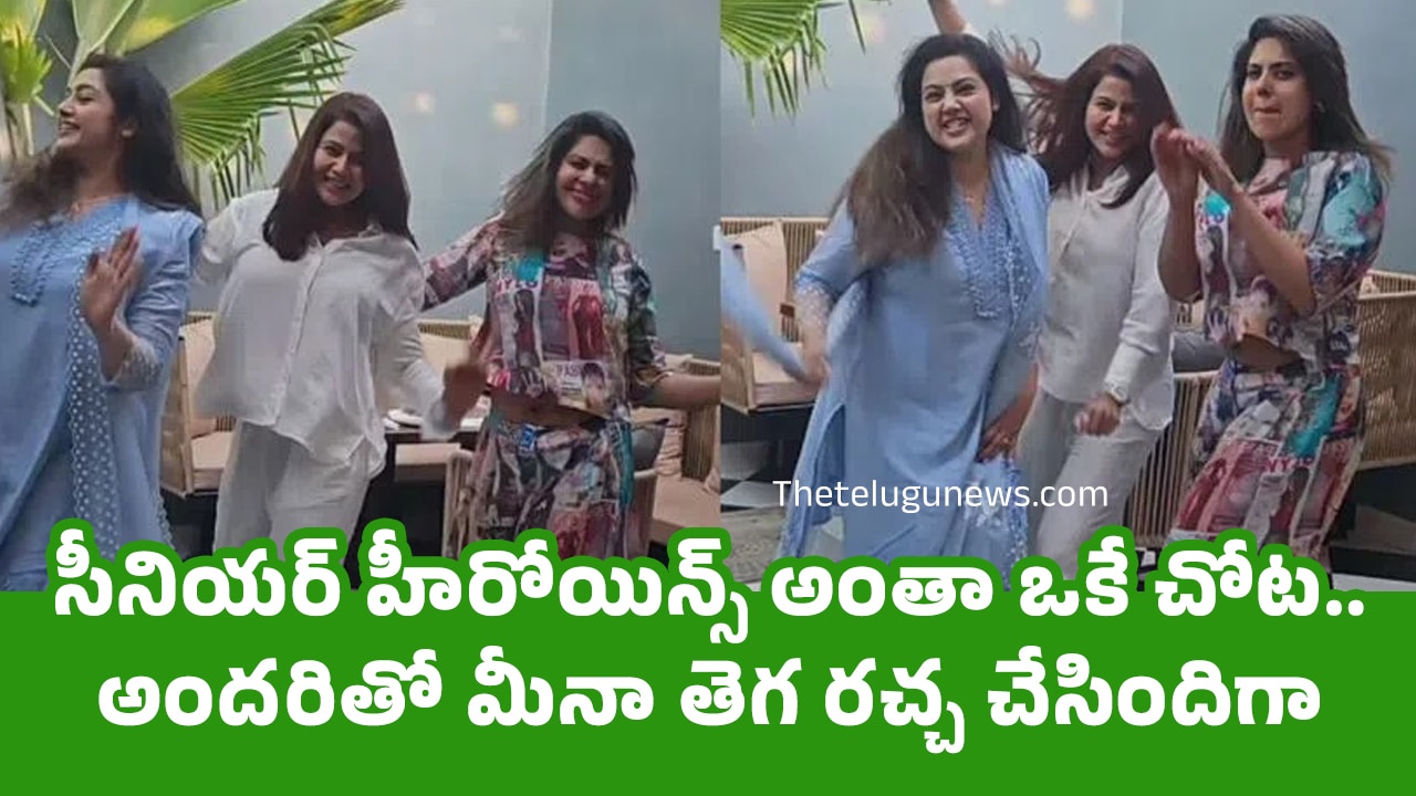 Meena : సీనియర్ హీరోయిన్స్ అంతా ఒకే చోట‌.. అంద‌రితో మీనా తెగ ర‌చ్చ చేసిందిగా..!