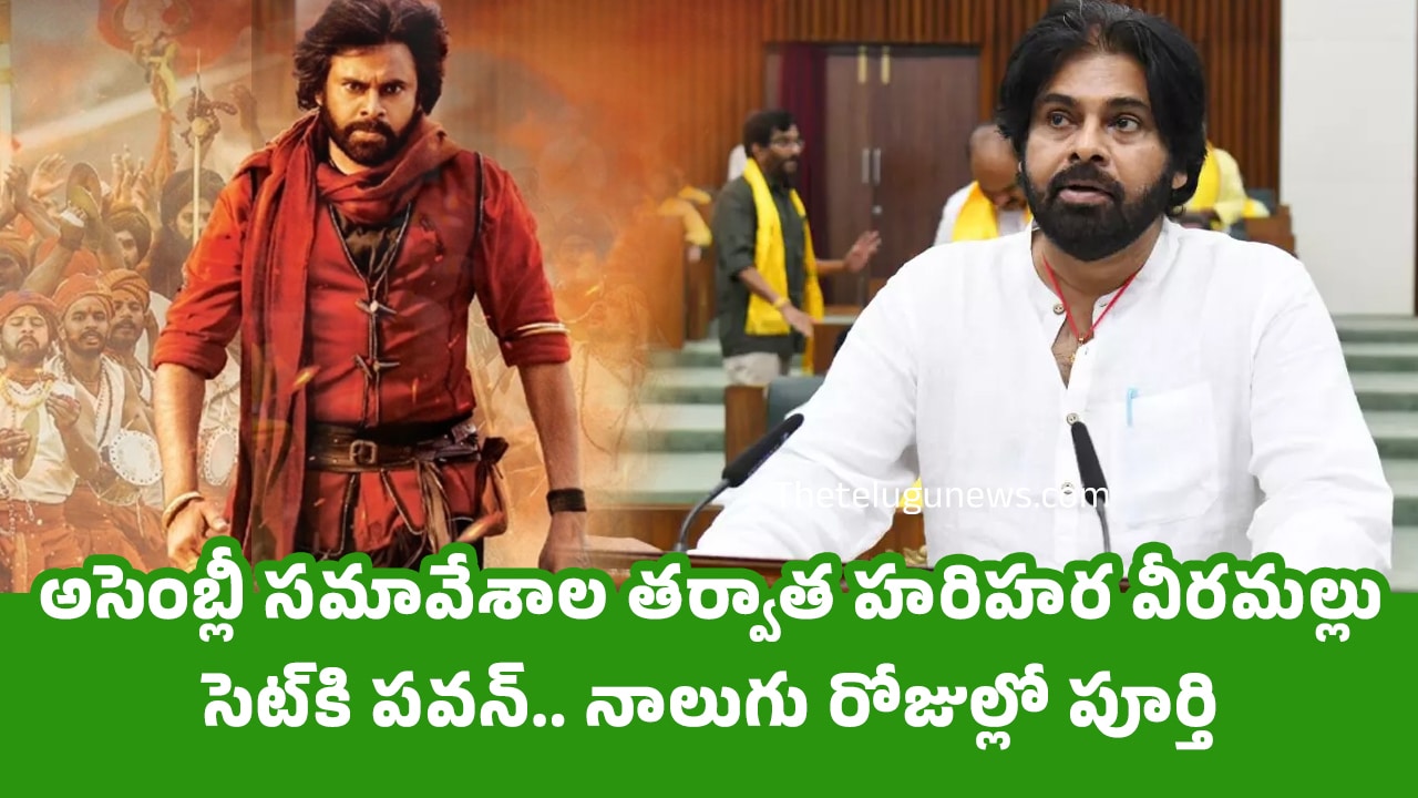 Pawan Kalyan : అసెంబ్లీ స‌మావేశాల త‌ర్వాత హ‌రిహ‌ర వీర‌మ‌ల్లు సెట్‌కి ప‌వన్.. నాలుగు రోజుల్లో పూర్తి